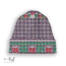 ScotsTee Shop Scottish Harris Lilac Tartan Plaid Christmas Deer Snowman Snowflake Bell Knit Beanie