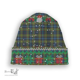 ScotsTee Shop Scottish McLellan Ancient Tartan Plaid Christmas Deer Snowman Snowflake Bell Knit Beanie