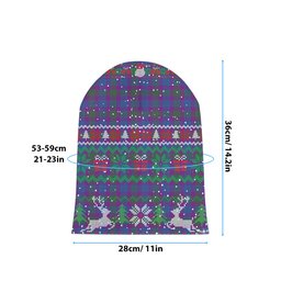 ScotsTee Shop Scottish Lang Modern Clan Tartan Plaid Christmas Deer Snowman Snowflake Bell Knit Beanie