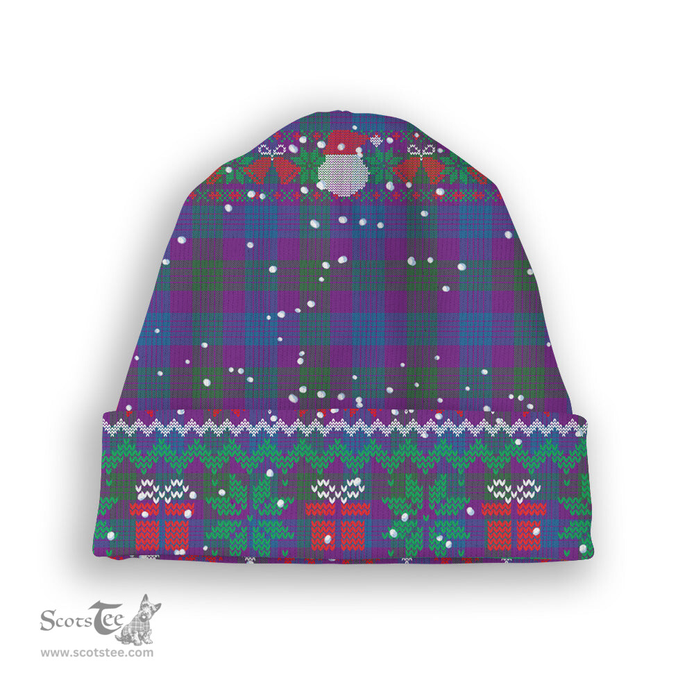 ScotsTee Shop Scottish Lang Modern Clan Tartan Plaid Christmas Deer Snowman Snowflake Bell Knit Beanie