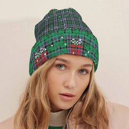 ScotsTee Shop Scottish MacIsaac Ancient Tartan Plaid Christmas Deer Snowman Snowflake Bell Knit Beanie