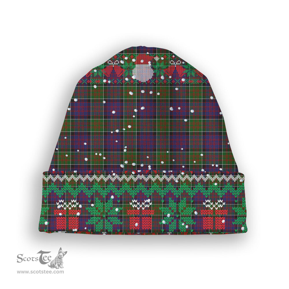 ScotsTee Shop Scottish McDonald of Clan Ranald Modern Tartan Plaid Christmas Deer Snowman Snowflake Bell Knit Beanie