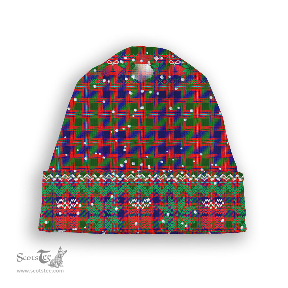 ScotsTee Shop Scottish MacIntyre Modern Tartan Plaid Christmas Deer Snowman Snowflake Bell Knit Beanie