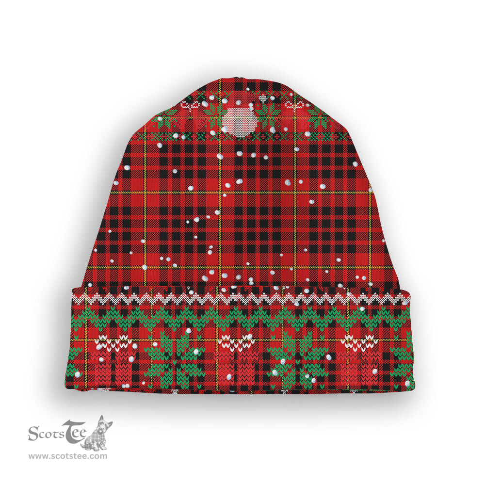 ScotsTee Shop Scottish McDonald of Ardnamurchan Modern Tartan Plaid Christmas Deer Snowman Snowflake Bell Knit Beanie