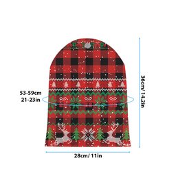 ScotsTee Shop Scottish Gregor Red & Black Modern Tartan Plaid Christmas Deer Snowman Snowflake Bell Knit Beanie