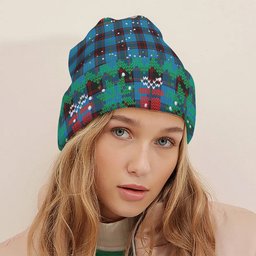 ScotsTee Shop Scottish Home Ancient Tartan Plaid Christmas Deer Snowman Snowflake Bell Knit Beanie