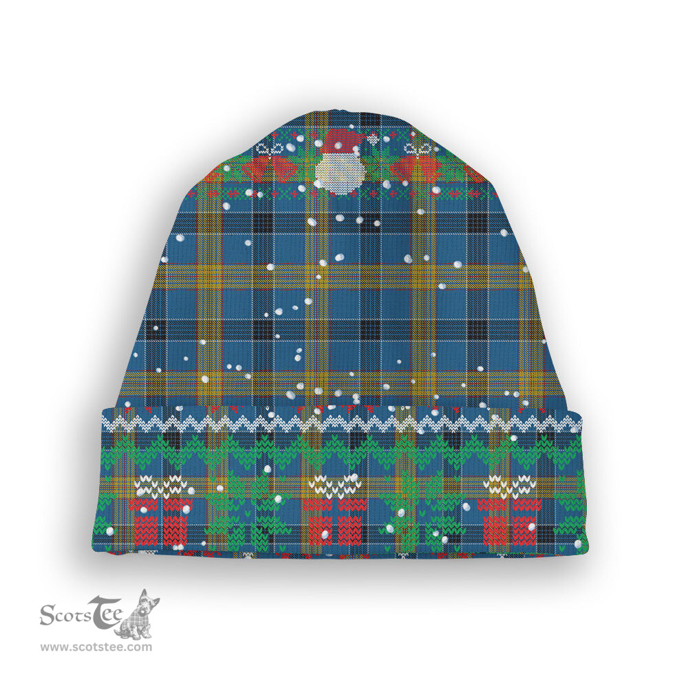 ScotsTee Shop Scottish Laing Tartan Plaid Christmas Deer Snowman Snowflake Bell Knit Beanie
