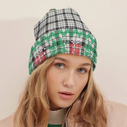ScotsTee Shop Scottish McFarland Black White Ancient Tartan Plaid Christmas Deer Snowman Snowflake Bell Knit Beanie