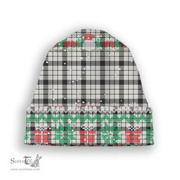 ScotsTee Shop Scottish McFarland Black White Ancient Tartan Plaid Christmas Deer Snowman Snowflake Bell Knit Beanie