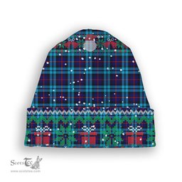 ScotsTee Shop Scottish McCorquodale SC Tartan Plaid Christmas Deer Snowman Snowflake Bell Knit Beanie