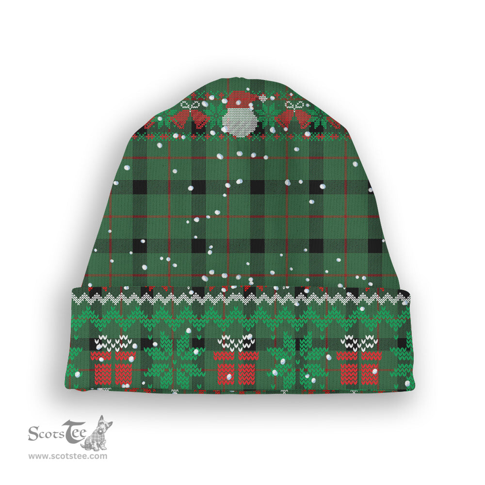 ScotsTee Shop Scottish Kincaid Modern Tartan Plaid Christmas Deer Snowman Snowflake Bell Knit Beanie