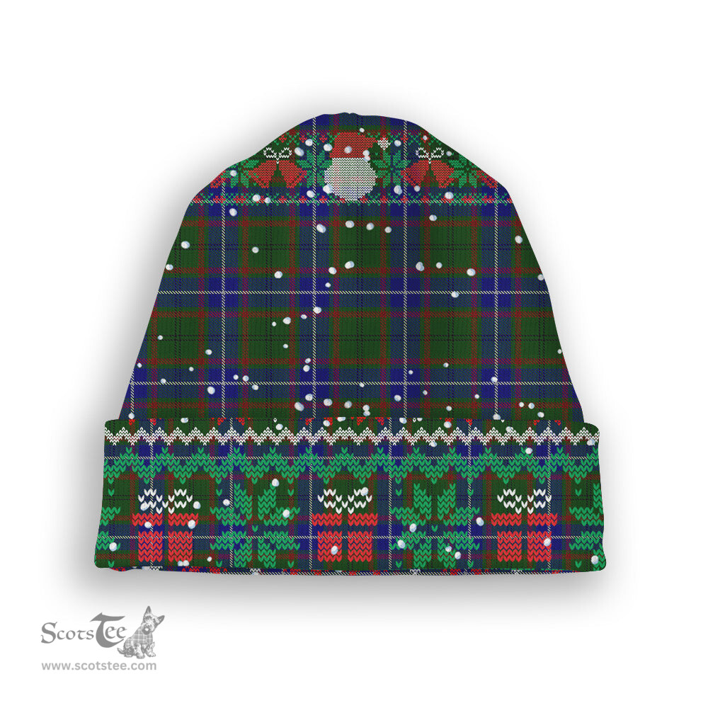 ScotsTee Shop Scottish Lee Tartan Plaid Christmas Deer Snowman Snowflake Bell Knit Beanie