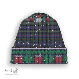 ScotsTee Shop Scottish MacCallum of Berwick Modern Tartan Plaid Christmas Deer Snowman Snowflake Bell Knit Beanie