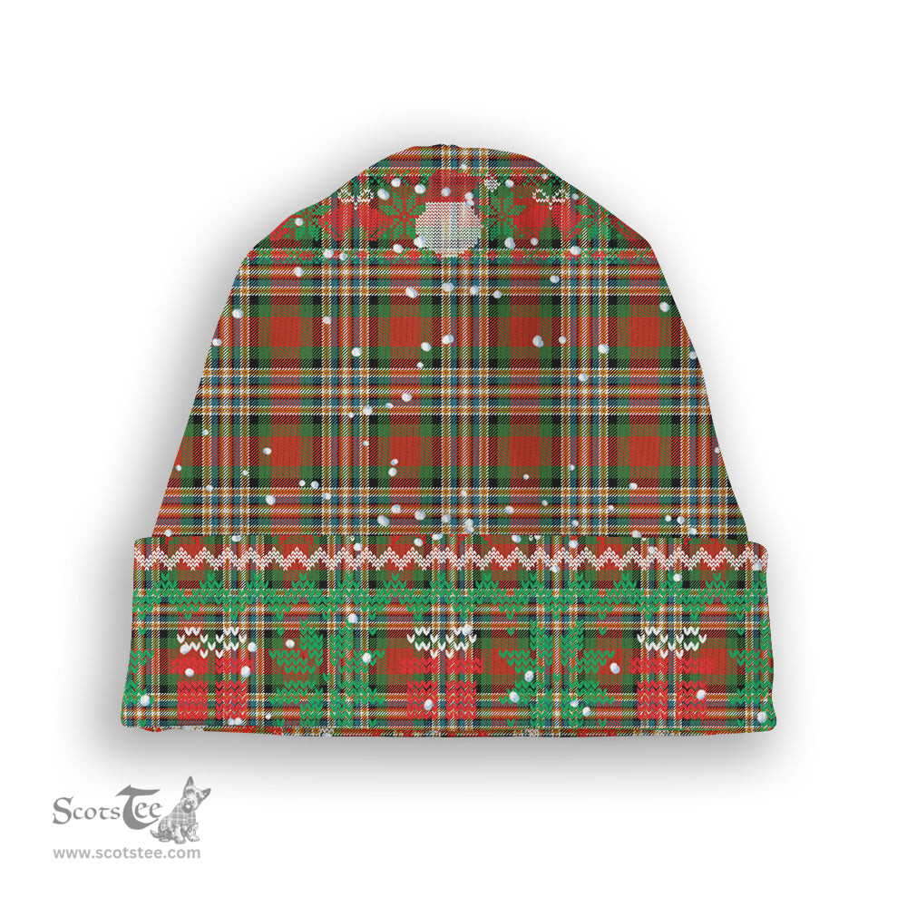 ScotsTee Shop Scottish McGill Ancient Tartan Plaid Christmas Deer Snowman Snowflake Bell Knit Beanie