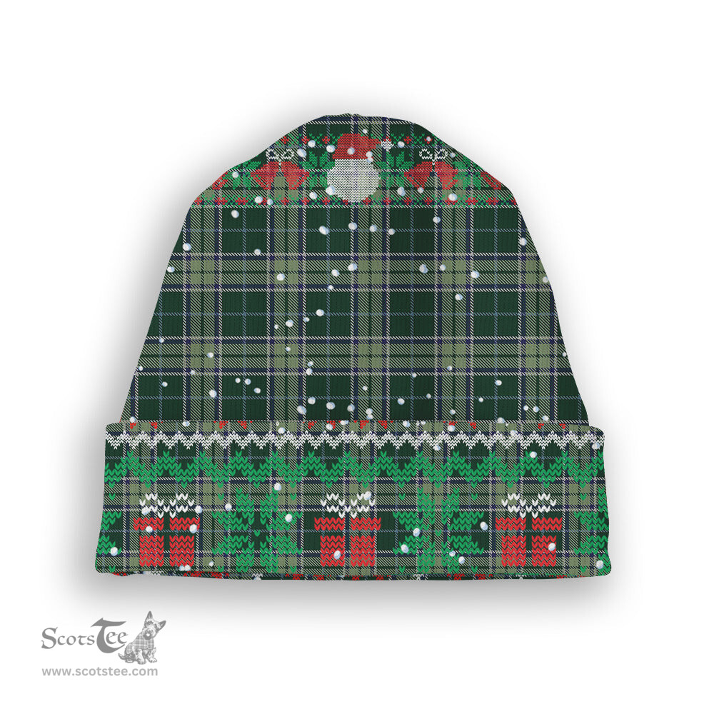 ScotsTee Shop Scottish Manx Ellan Vannin Tartan Plaid Christmas Deer Snowman Snowflake Bell Knit Beanie