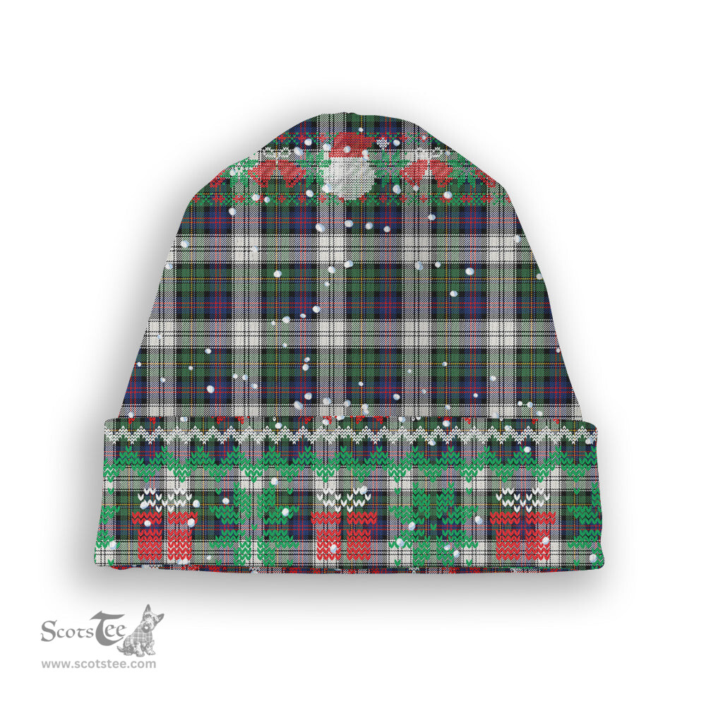 ScotsTee Shop Scottish McCallum Dress Modern Tartan Plaid Christmas Deer Snowman Snowflake Bell Knit Beanie