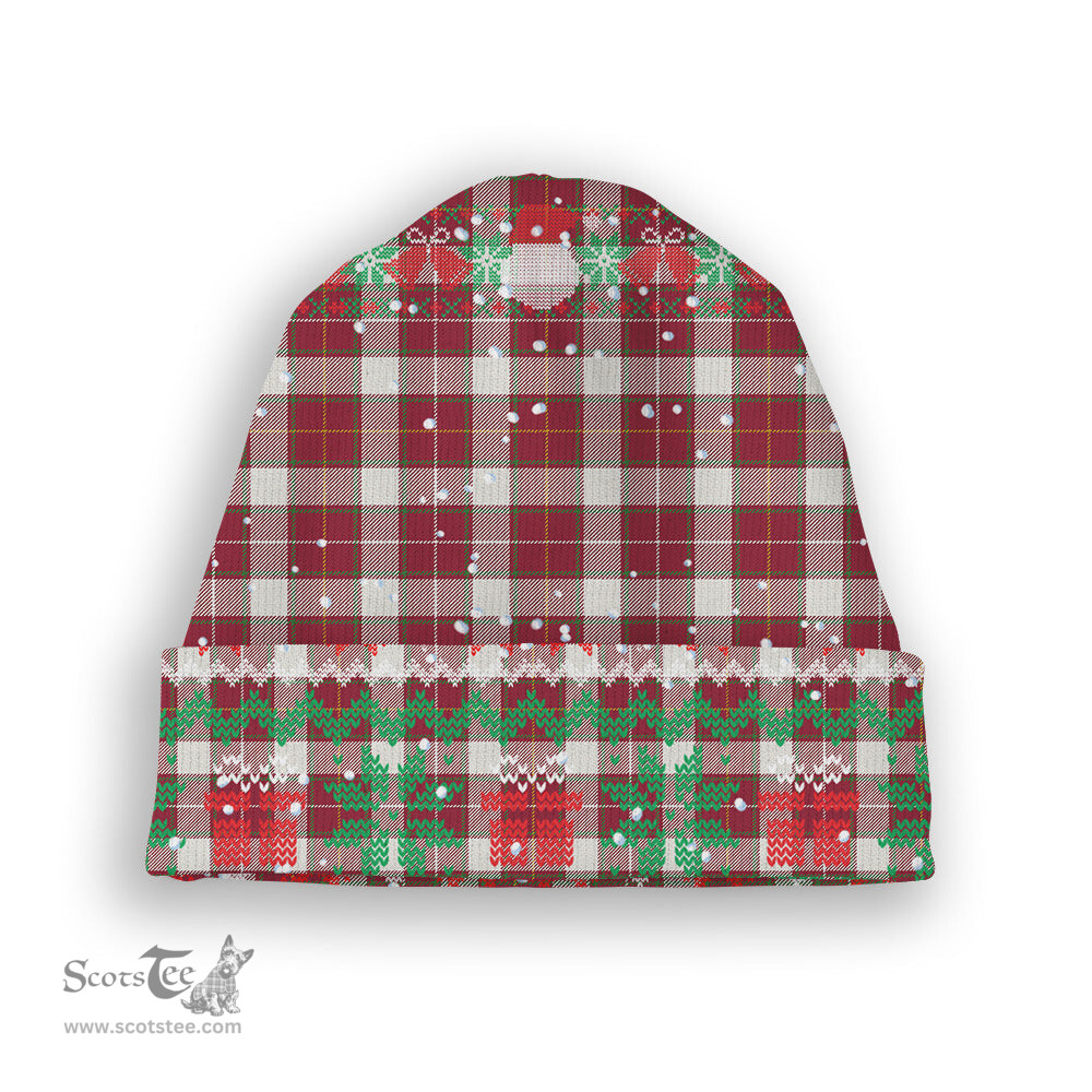ScotsTee Shop Scottish MacFie Dress Modern Tartan Plaid Christmas Deer Snowman Snowflake Bell Knit Beanie