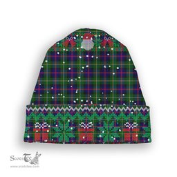 ScotsTee Shop Scottish Malcolm Modern Tartan Plaid Christmas Deer Snowman Snowflake Bell Knit Beanie