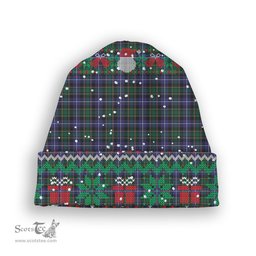 ScotsTee Shop Scottish MacRae Hunting Modern Tartan Plaid Christmas Deer Snowman Snowflake Bell Knit Beanie