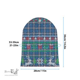ScotsTee Shop Scottish Kinnaird Ancient Tartan Plaid Christmas Deer Snowman Snowflake Bell Knit Beanie