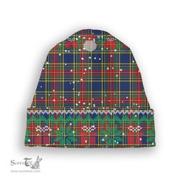 ScotsTee Shop Scottish McBeth Modern Tartan Plaid Christmas Deer Snowman Snowflake Bell Knit Beanie