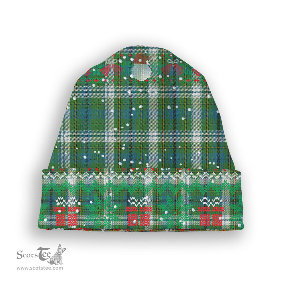 ScotsTee Shop Scottish Johnston Dress Ancient Tartan Plaid Christmas Deer Snowman Snowflake Bell Knit Beanie
