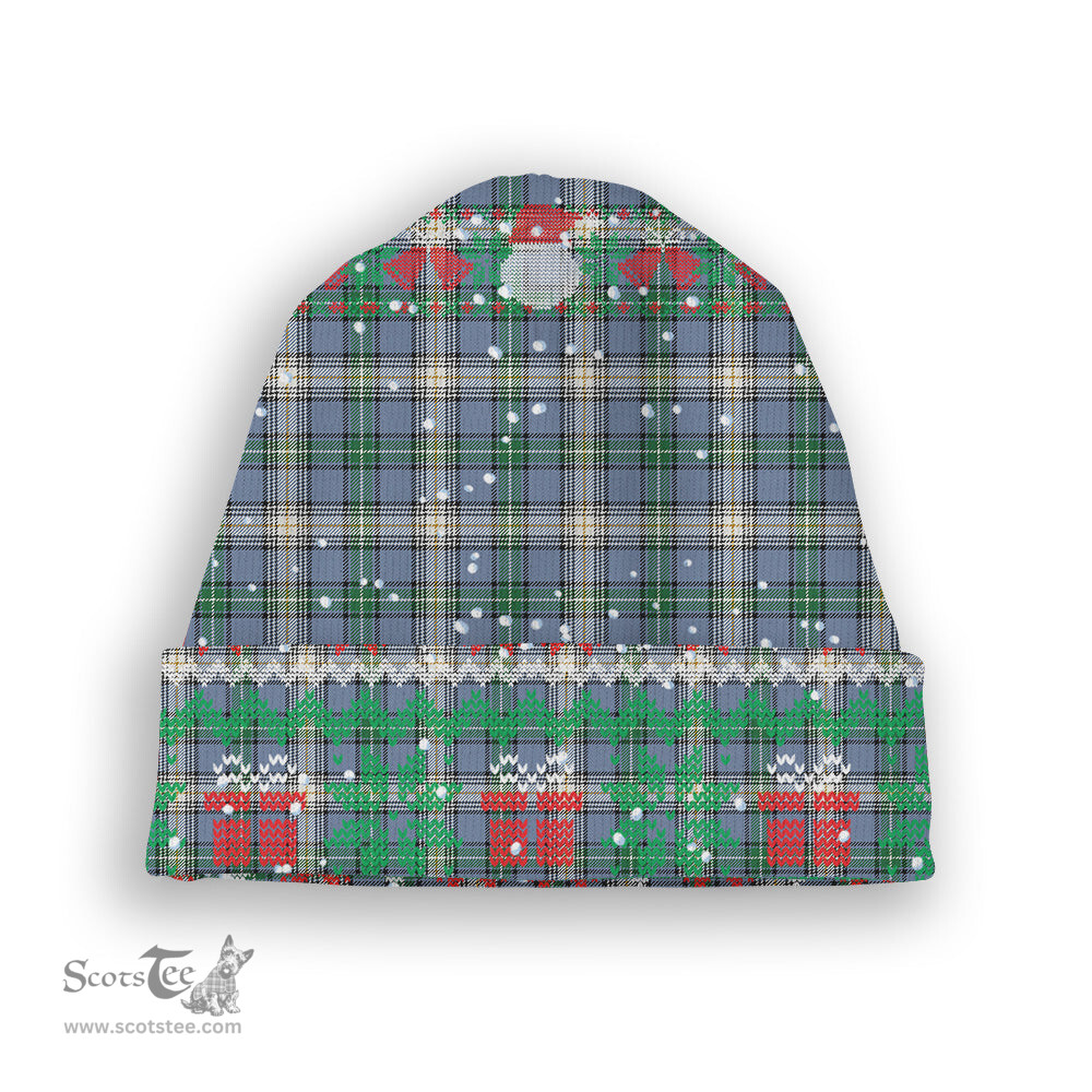 ScotsTee Shop Scottish McDowell Ancient Tartan Plaid Christmas Deer Snowman Snowflake Bell Knit Beanie