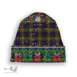 ScotsTee Shop Scottish MacLellan Modern SC Tartan Plaid Christmas Deer Snowman Snowflake Bell Knit Beanie