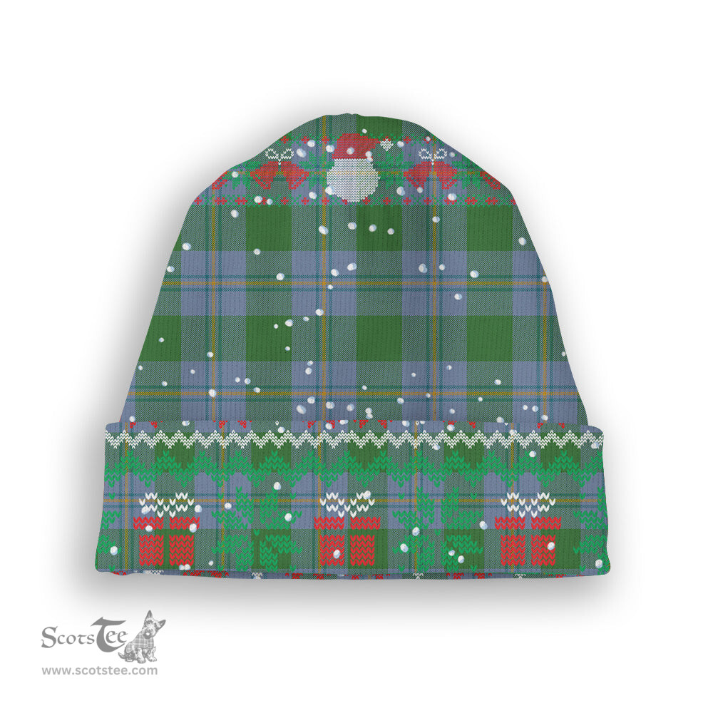 ScotsTee Shop Scottish Irvine of Bonshaw Ancient Tartan Plaid Christmas Deer Snowman Snowflake Bell Knit Beanie
