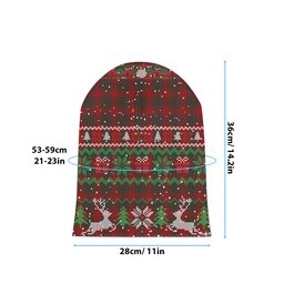 ScotsTee Shop Scottish MacDougall 1831 Tartan Plaid Christmas Deer Snowman Snowflake Bell Knit Beanie