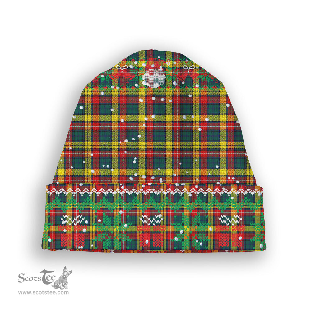 ScotsTee Shop Scottish McIndoe Tartan Plaid Christmas Deer Snowman Snowflake Bell Knit Beanie