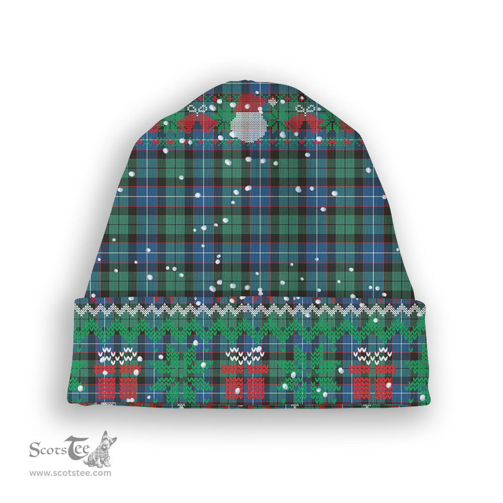 ScotsTee Shop Scottish Hunter Ancient Tartan Plaid Christmas Deer Snowman Snowflake Bell Knit Beanie