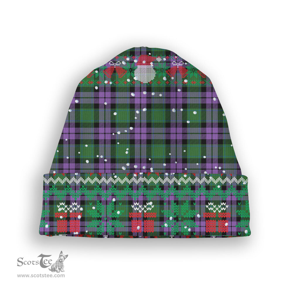 ScotsTee Shop Scottish McArthur of Milton Ancient Tartan Plaid Christmas Deer Snowman Snowflake Bell Knit Beanie