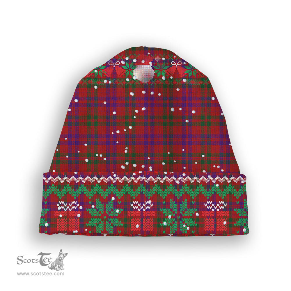 ScotsTee Shop Scottish Lovat or Fraser Tartan Plaid Christmas Deer Snowman Snowflake Bell Knit Beanie