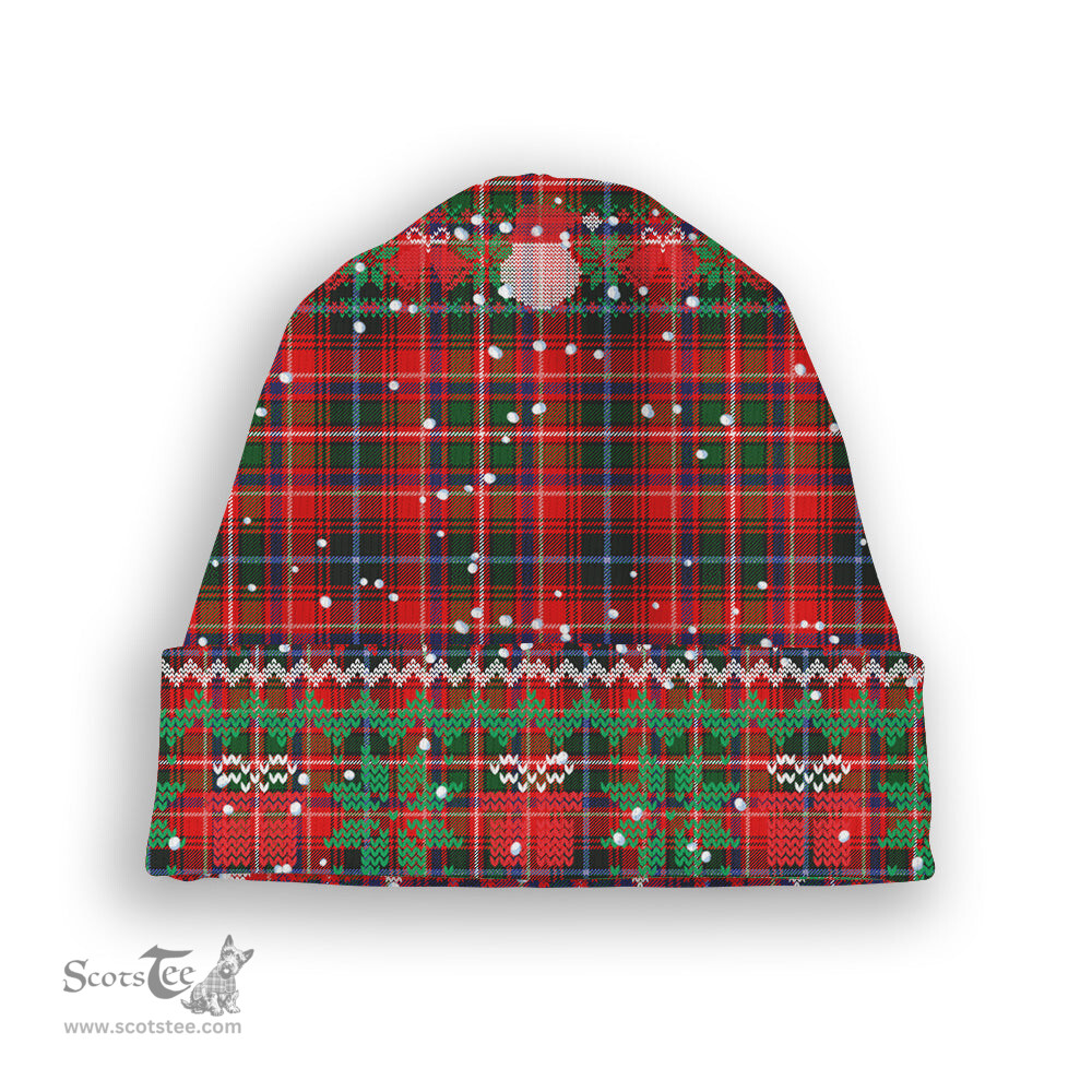 ScotsTee Shop Scottish Innes Modern Tartan Plaid Christmas Deer Snowman Snowflake Bell Knit Beanie