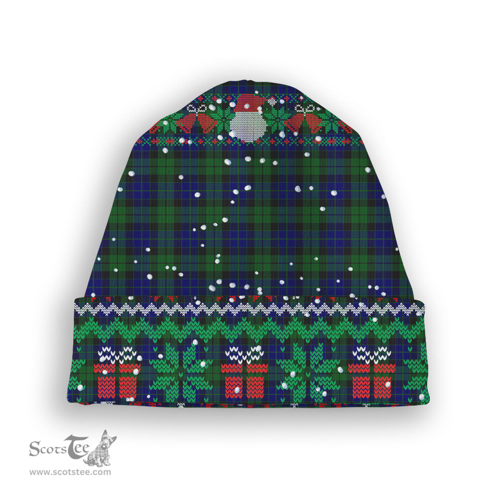 ScotsTee Shop Scottish McKay Modern Tartan Plaid Christmas Deer Snowman Snowflake Bell Knit Beanie