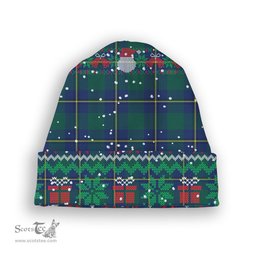 ScotsTee Shop Scottish Irvine of Bonshaw Modern Tartan Plaid Christmas Deer Snowman Snowflake Bell Knit Beanie