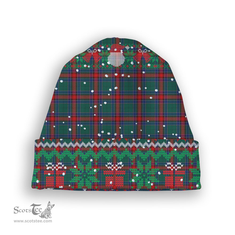 ScotsTee Shop Scottish Jardine Dress Modern Tartan Plaid Christmas Deer Snowman Snowflake Bell Knit Beanie