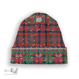 ScotsTee Shop Scottish MacDonald of Boisdale Modern Tartan Plaid Christmas Deer Snowman Snowflake Bell Knit Beanie