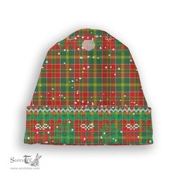ScotsTee Shop Scottish MacDonald of Kingsburgh Modern Tartan Plaid Christmas Deer Snowman Snowflake Bell Knit Beanie