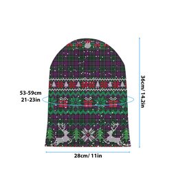 ScotsTee Shop Scottish Lennie Tartan Plaid Christmas Deer Snowman Snowflake Bell Knit Beanie
