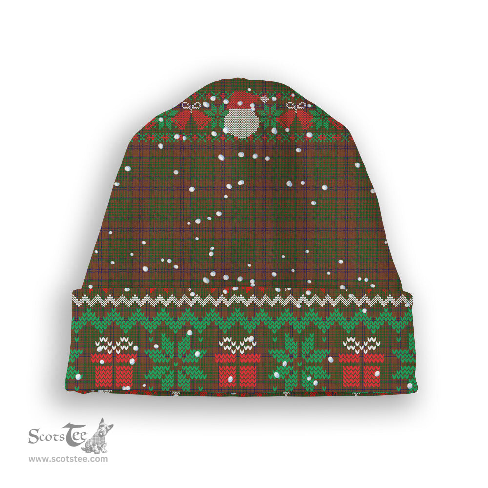 ScotsTee Shop Scottish MacGillivray Hunting Tartan Plaid Christmas Deer Snowman Snowflake Bell Knit Beanie