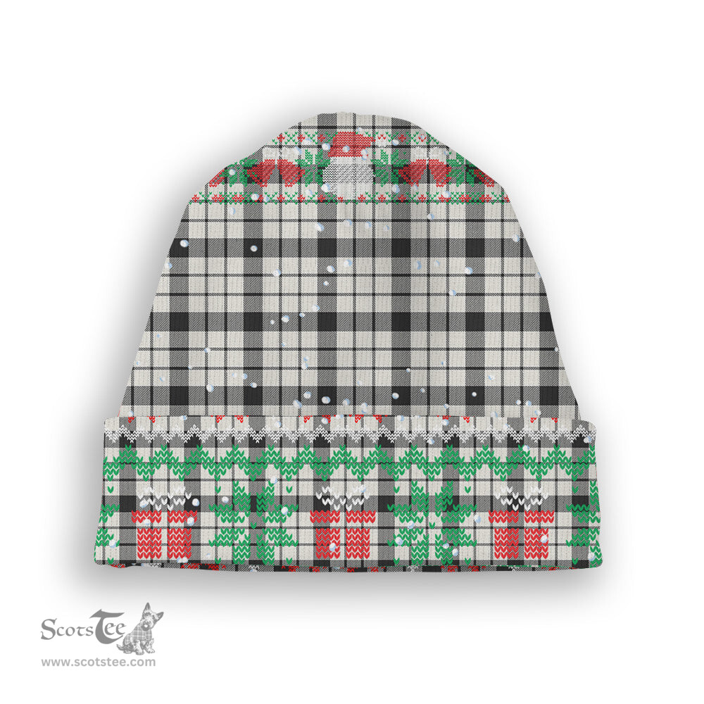 ScotsTee Shop Scottish MacFarlane Black White Ancient Tartan Plaid Christmas Deer Snowman Snowflake Bell Knit Beanie