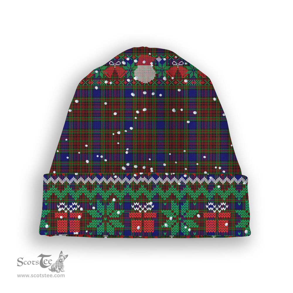 ScotsTee Shop Scottish Highfield Tartan Plaid Christmas Deer Snowman Snowflake Bell Knit Beanie