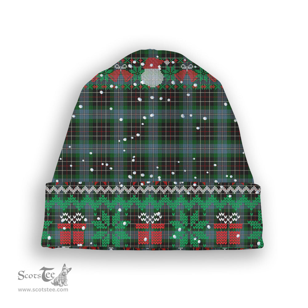 ScotsTee Shop Scottish Hislop Hunting Tartan Plaid Christmas Deer Snowman Snowflake Bell Knit Beanie