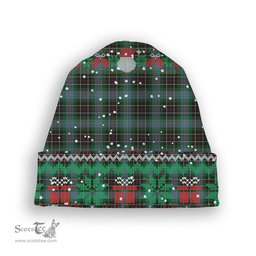 ScotsTee Shop Scottish Hislop Hunting Tartan Plaid Christmas Deer Snowman Snowflake Bell Knit Beanie