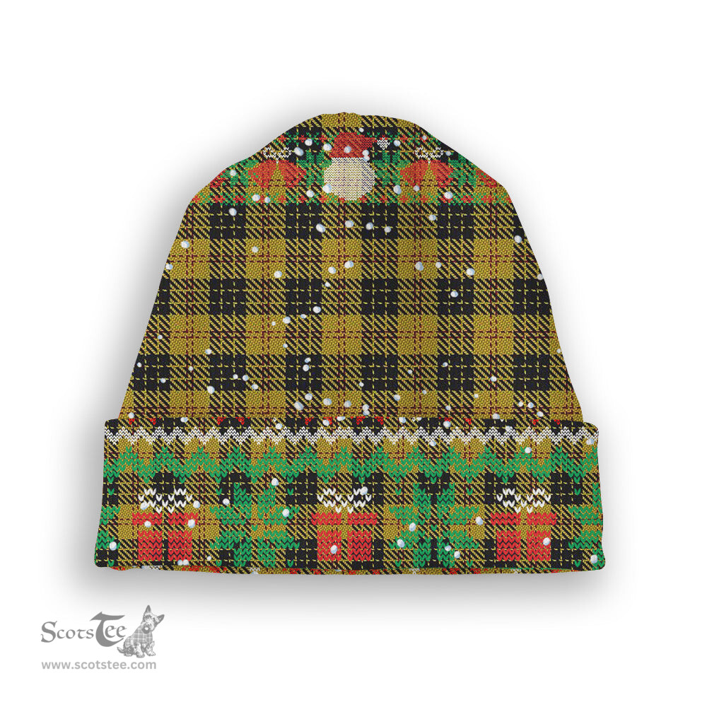 ScotsTee Shop Scottish MacLeod Tartan Plaid Christmas Deer Snowman Snowflake Bell Knit Beanie