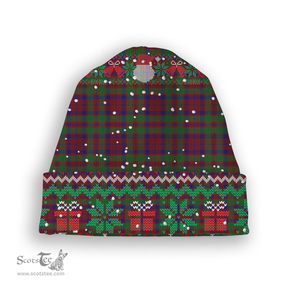 ScotsTee Shop Scottish MacBean of Tomatin Tartan Plaid Christmas Deer Snowman Snowflake Bell Knit Beanie