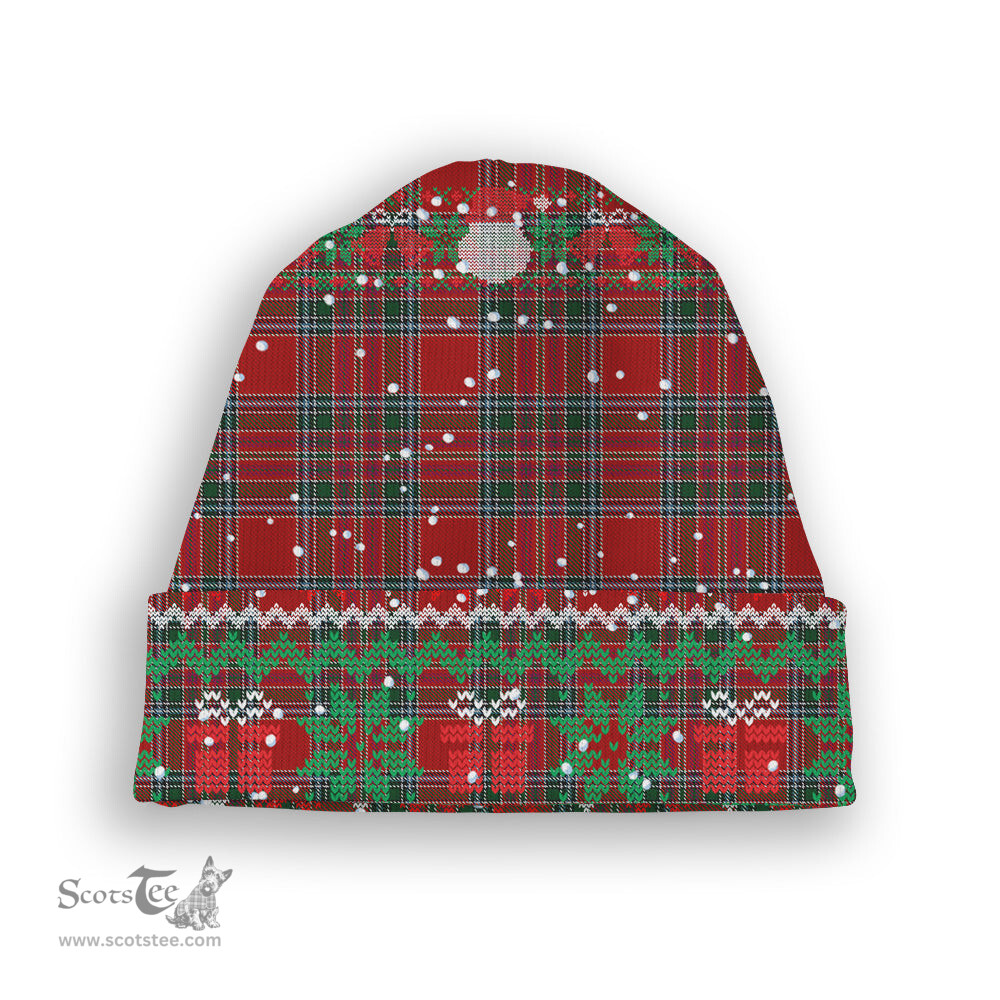 ScotsTee Shop Scottish MacBean Tartan Plaid Christmas Deer Snowman Snowflake Bell Knit Beanie