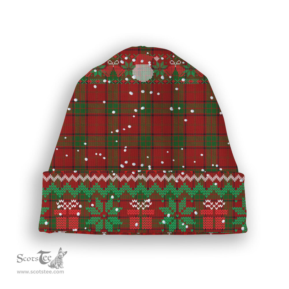ScotsTee Shop Scottish Maxwell Tartan Plaid Christmas Deer Snowman Snowflake Bell Knit Beanie
